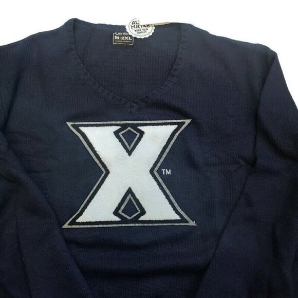 NCAA Xavier Musketeers Mens V-Neck Sweater Alma Mater Classic Navy Size 2XL - Picture 2 of 5
